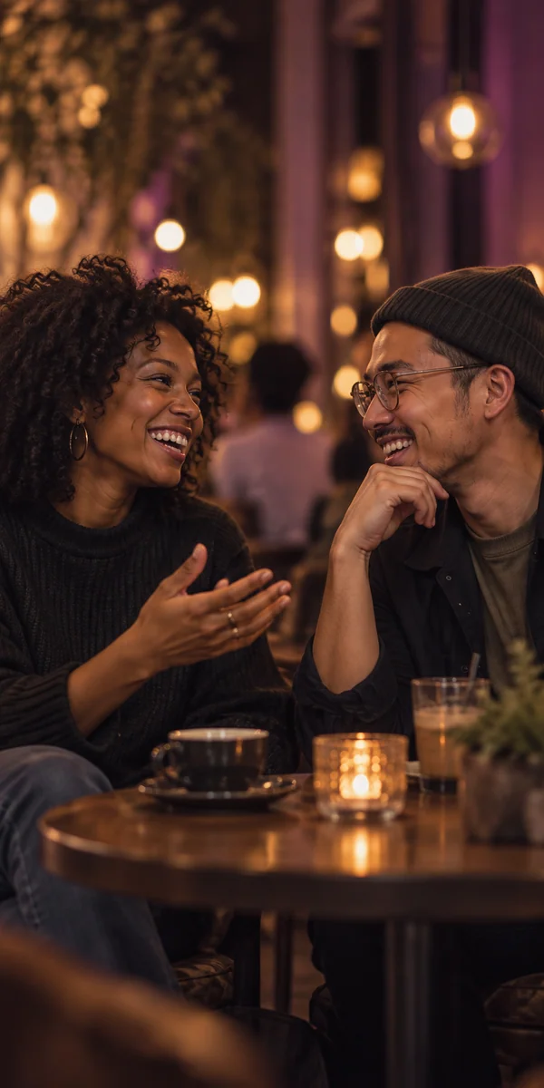 Adults enjoying a friendly conversation